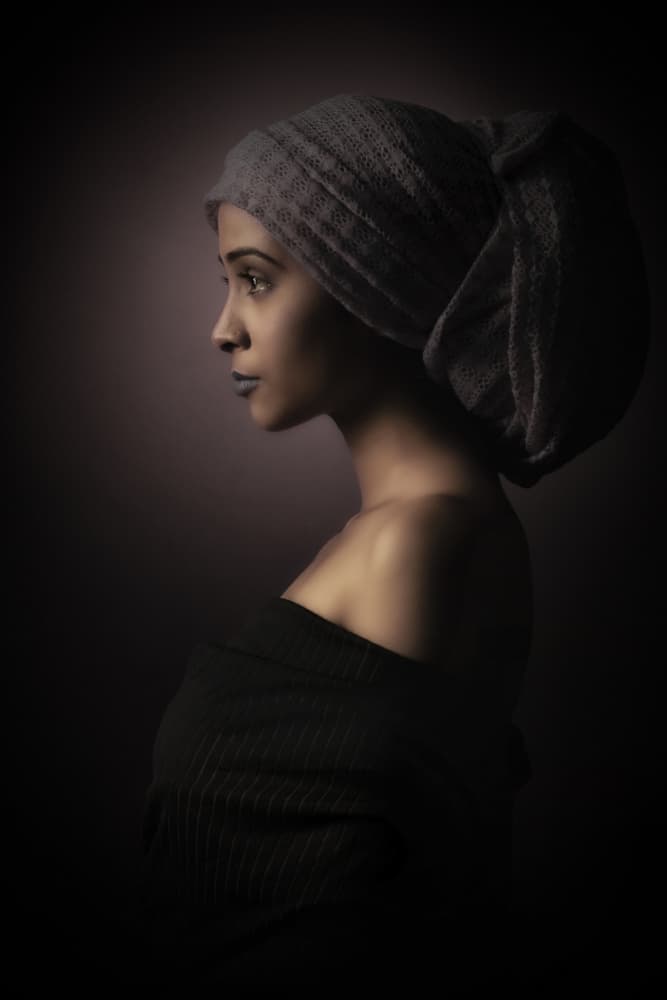 Elegant Profile Portrait by PARTHA BHATTACHARYYA — canvas wall art