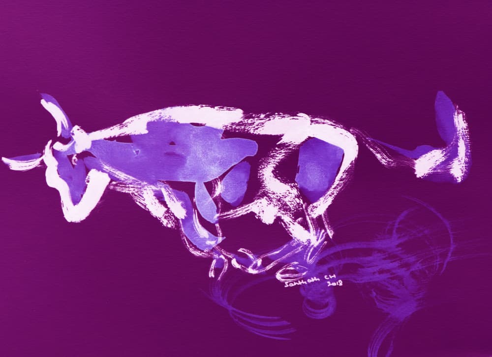 Dynamic Purple Bull by Santhosh ch — canvas wall art