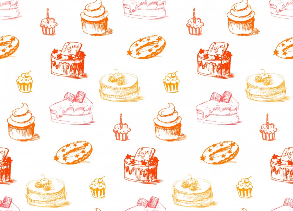 Hand Drawn Dessert Pattern by Marika Barsrsind — canvas wall art