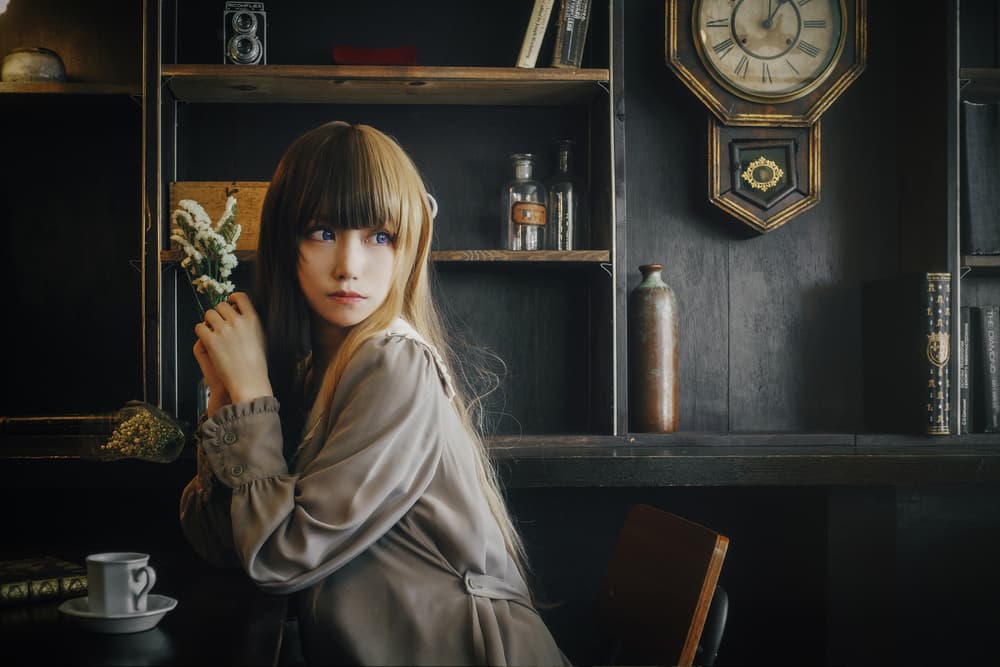 Split-Hair Woman in Study by Yasuhiro Ujiie — canvas wall art