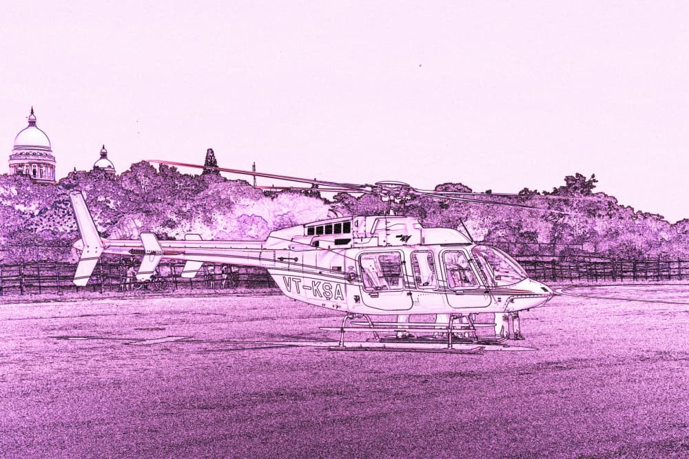 Helicopter Over Hilltop Domes by Santhosh ch — canvas wall art