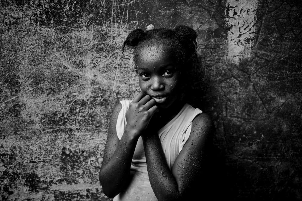 Shy Wet Girl Portrait by Luís Godinho — canvas wall art
