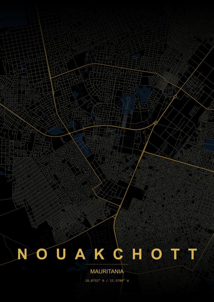 Nouakchott Gold Map by HUGO — canvas wall art