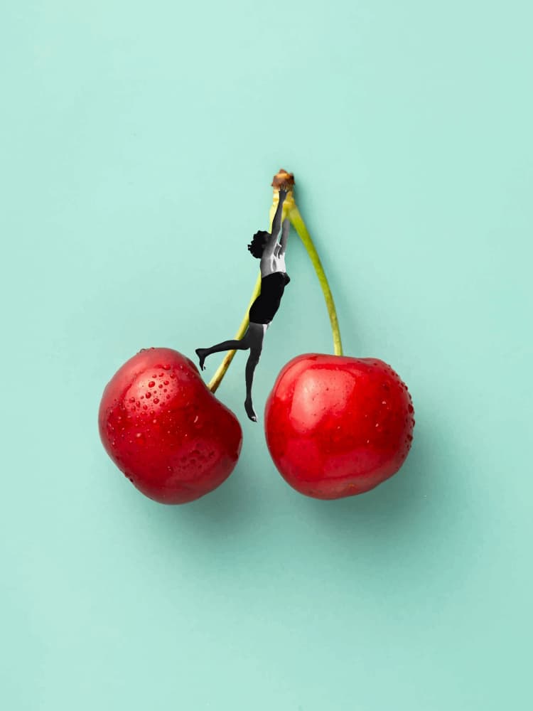 Little Cherry Acrobat by Elizabeth C — canvas wall art