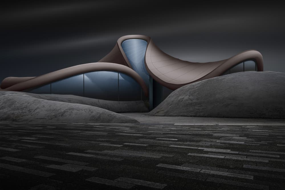 Sleek Futuristic Structure by Shuchuan Liu — canvas wall art