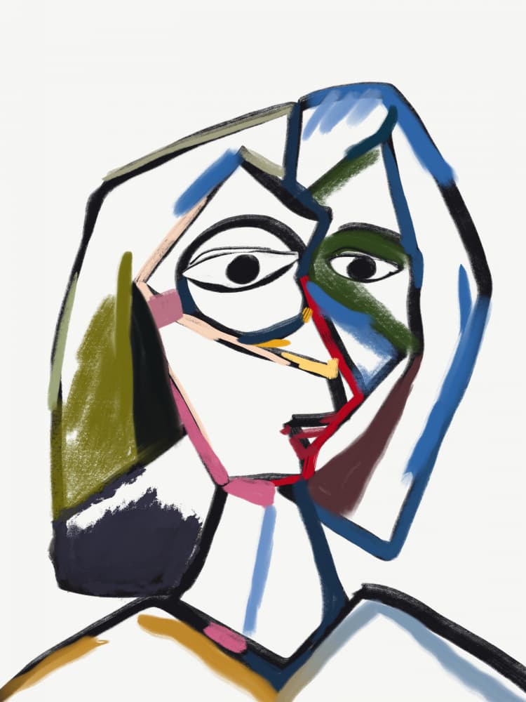 Abstract Cubist Portrait by Little Dean — canvas wall art