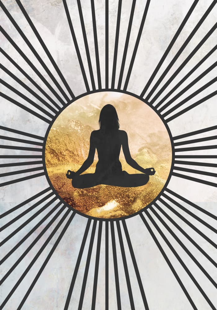 Golden Zen Meditation by Sarah Manovski — canvas wall art