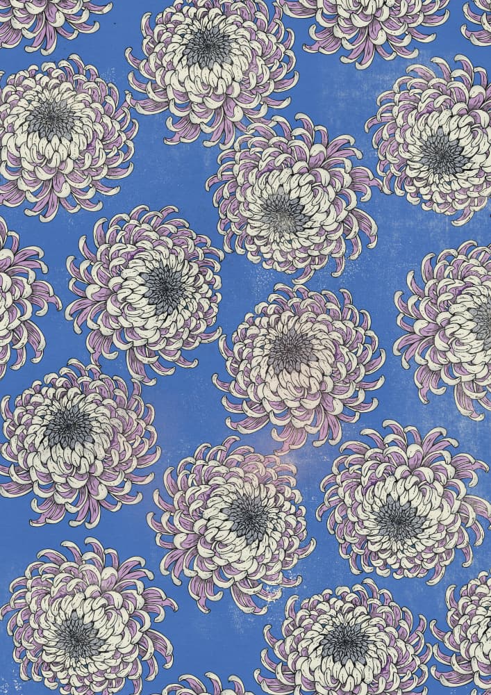 Blue Chrysanthemum Pattern by Nicholas — canvas wall art