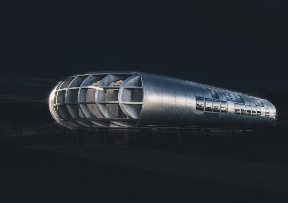 Futuristic Silver Building by 大山　儀高 — canvas wall art