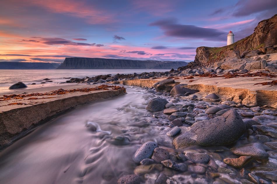 Coastal Lighthouse Sunset by Raymond Hoffmann — canvas wall art