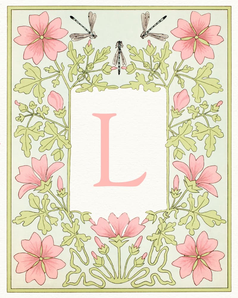 Pink Floral Letter L by Wild Violets — canvas wall art