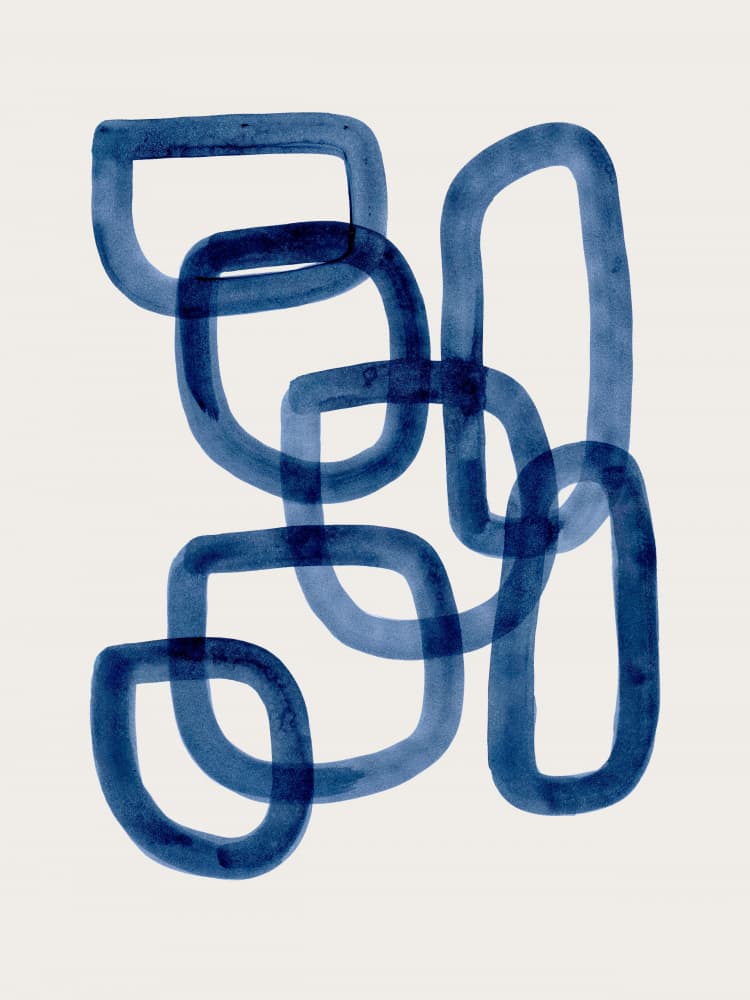 Indigo Flowing Shapes by Ejaaz Haniff — canvas wall art