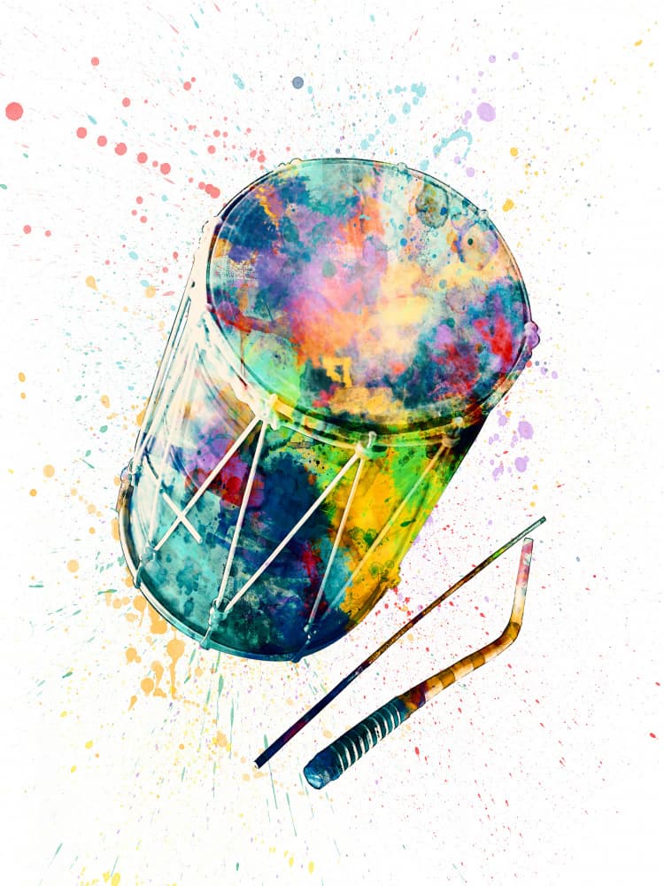 Vibrant Musical Drum by Michael Tompsett — canvas wall art