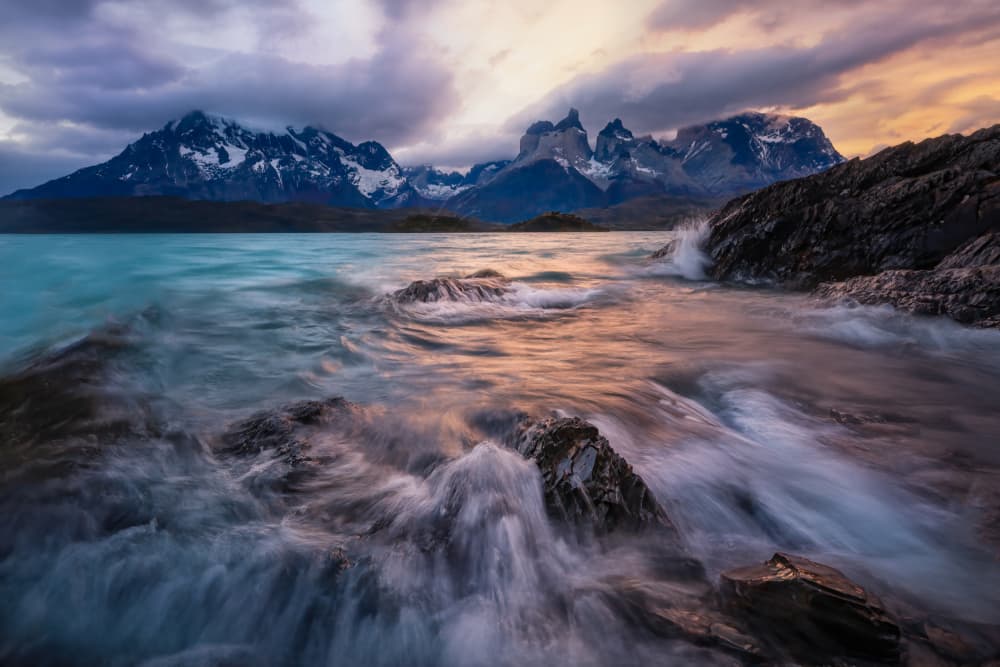 Patagonia Mountain Sunset by Yongnan Li (李永男) — canvas wall art