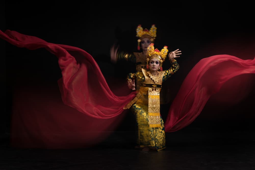 Balinese Dancers Red Flow by Lisdiyanto Suhardjo — canvas wall art