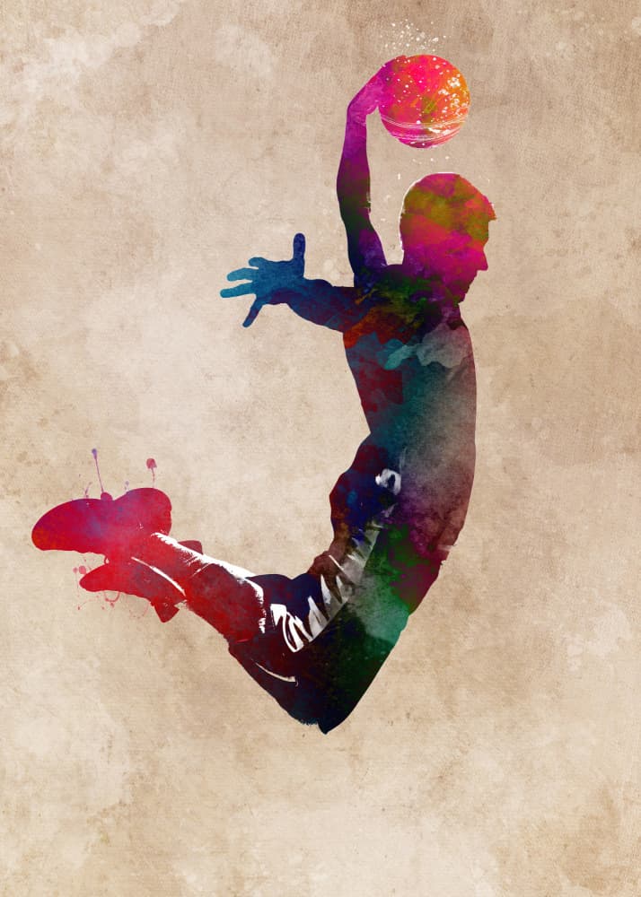 Watercolor Slam Dunk by Justyna Jaszke — canvas wall art
