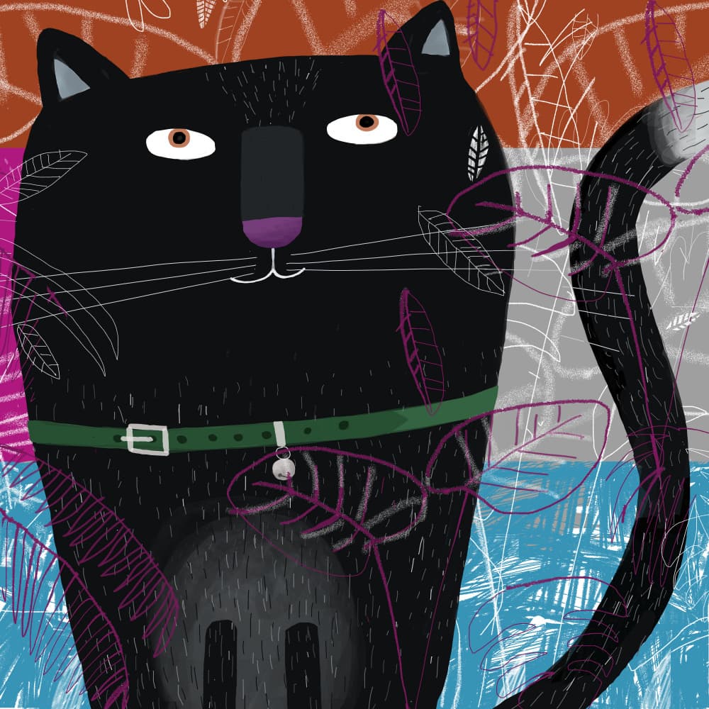 Whimsical Black Cat by Carla Daly — canvas wall art