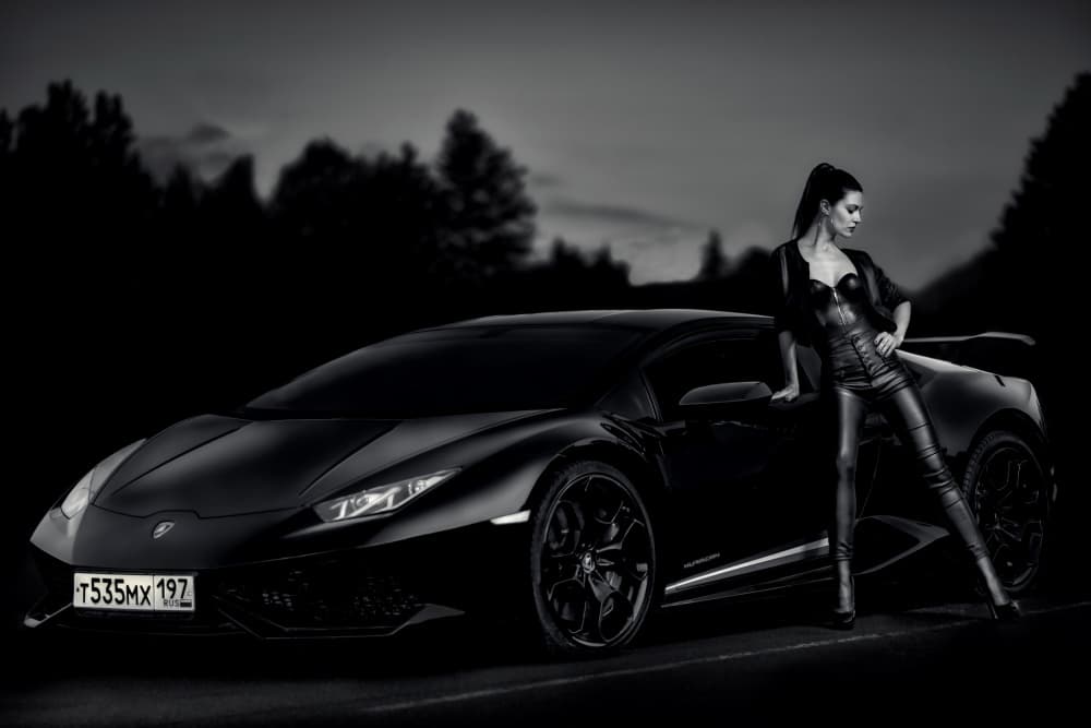 Elegant Woman Luxury Car by Vasil Nanev — canvas wall art