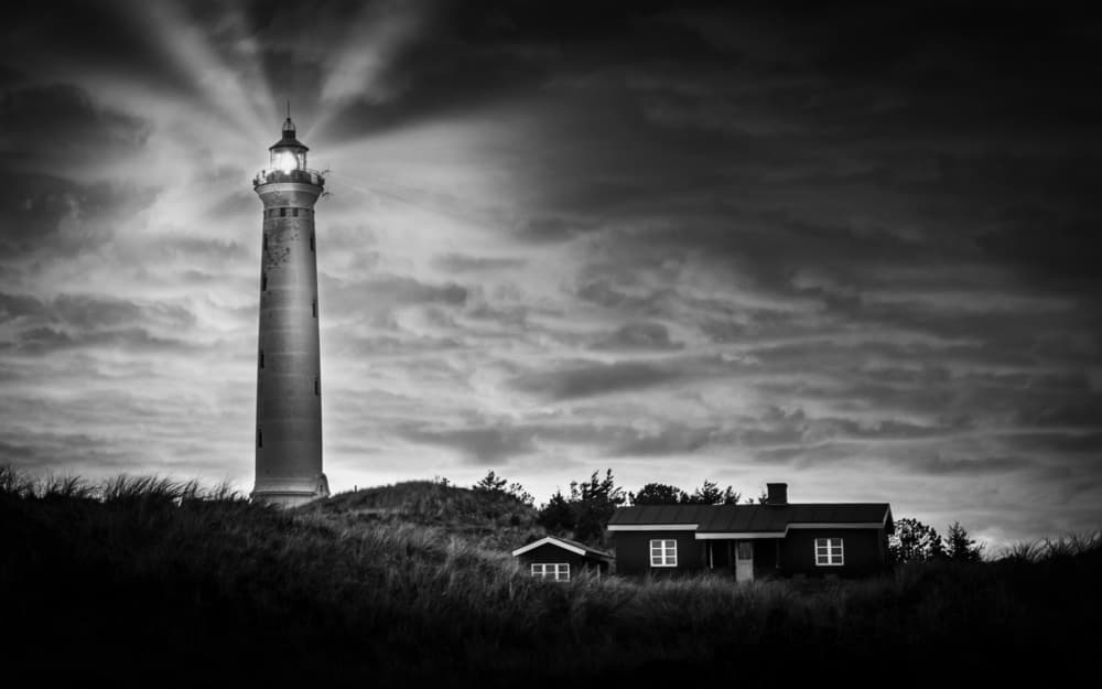 Dramatic Lighthouse Beam by Adam Dauria ☂ — canvas wall art