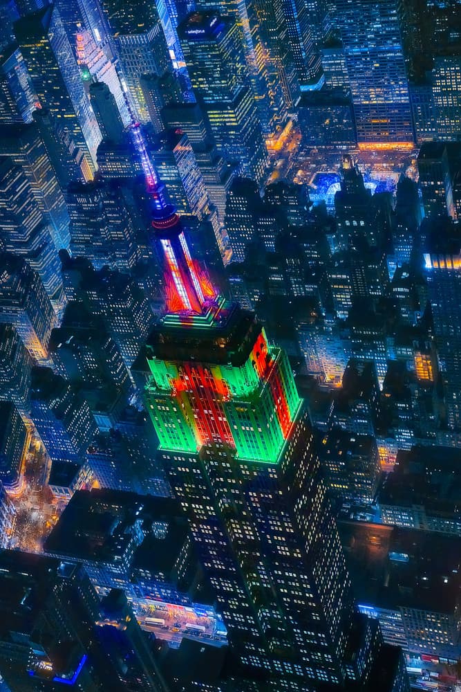 Empire State Night Lights by Javier de la Torre — canvas wall art