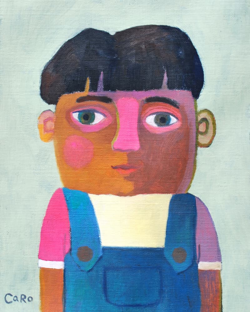 Naive Boy in Overalls by Caroline Roberts — canvas wall art