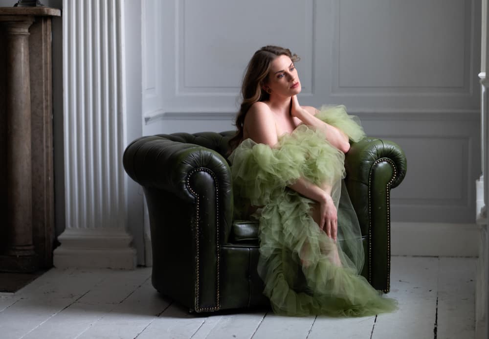 Elegant Woman Green Gown by Colin Dixon — canvas wall art