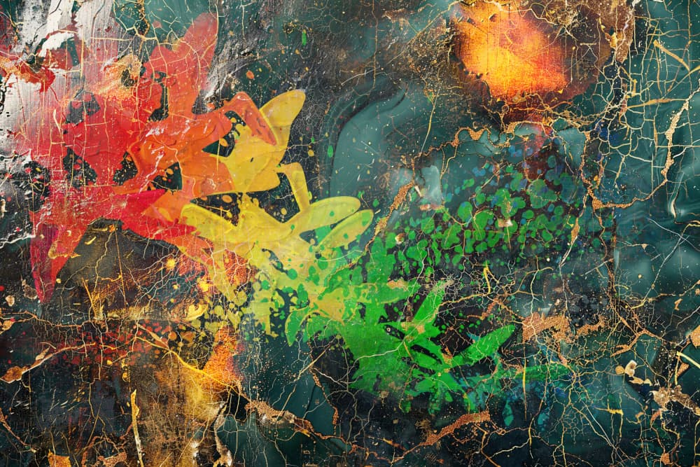 Golden Cracked Leaves by Rafal Kulik — canvas wall art