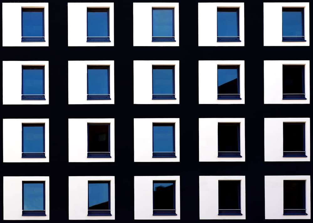 Blue Window Grid by Hans-Wolfgang Hawerkamp — canvas wall art
