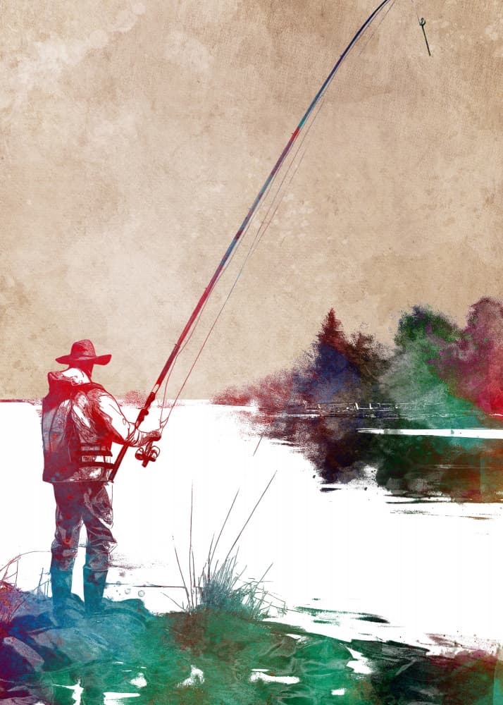 Peaceful River Fishing by Justyna Jaszke — canvas wall art