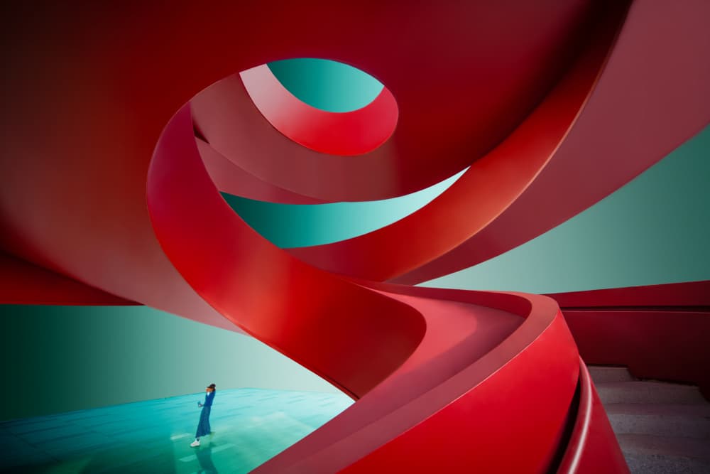 Red Spiral Walkway by konglingming — canvas wall art