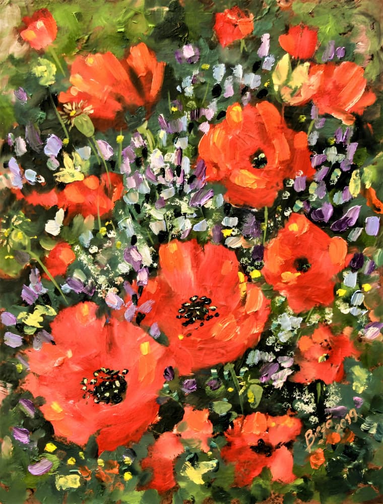 Vibrant Poppy Garden by Anda Bieza — canvas wall art