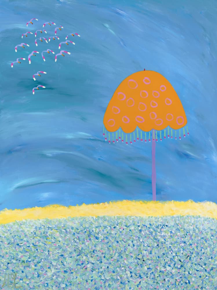Whimsical Beach Umbrella by Helen Joynson — canvas wall art