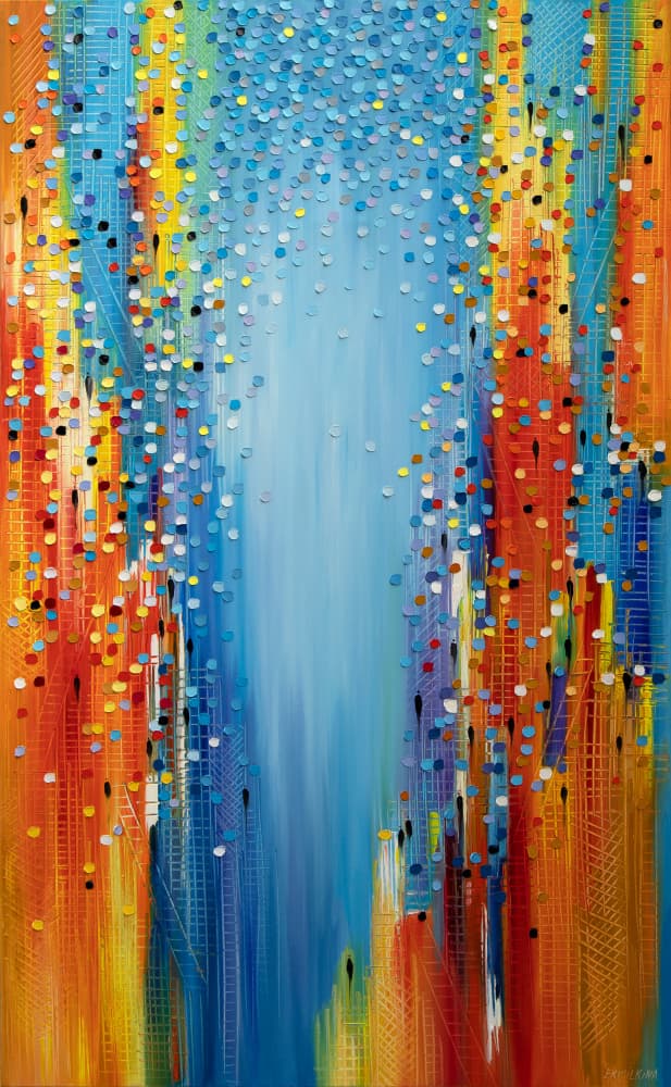 Vibrant City Cascade by Ekaterina Ermilkina — canvas wall art