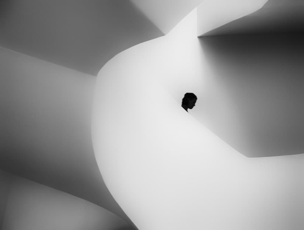 Solitary Figure Modern Space by Jeroen van de Wiel — canvas wall art