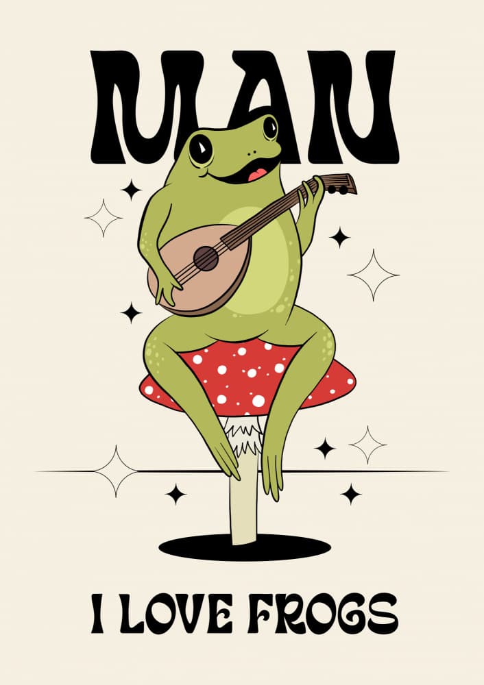 Cute Frog Musician by Alina Shulhouskaya — canvas wall art