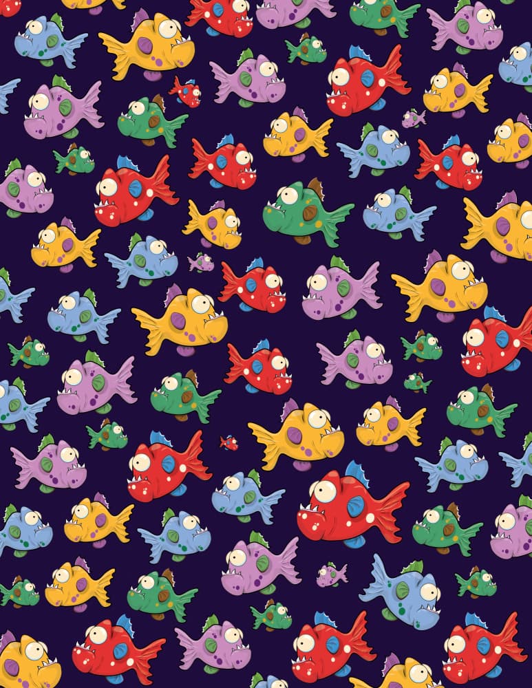 Playful Ocean Monsters by Nicholas — canvas wall art