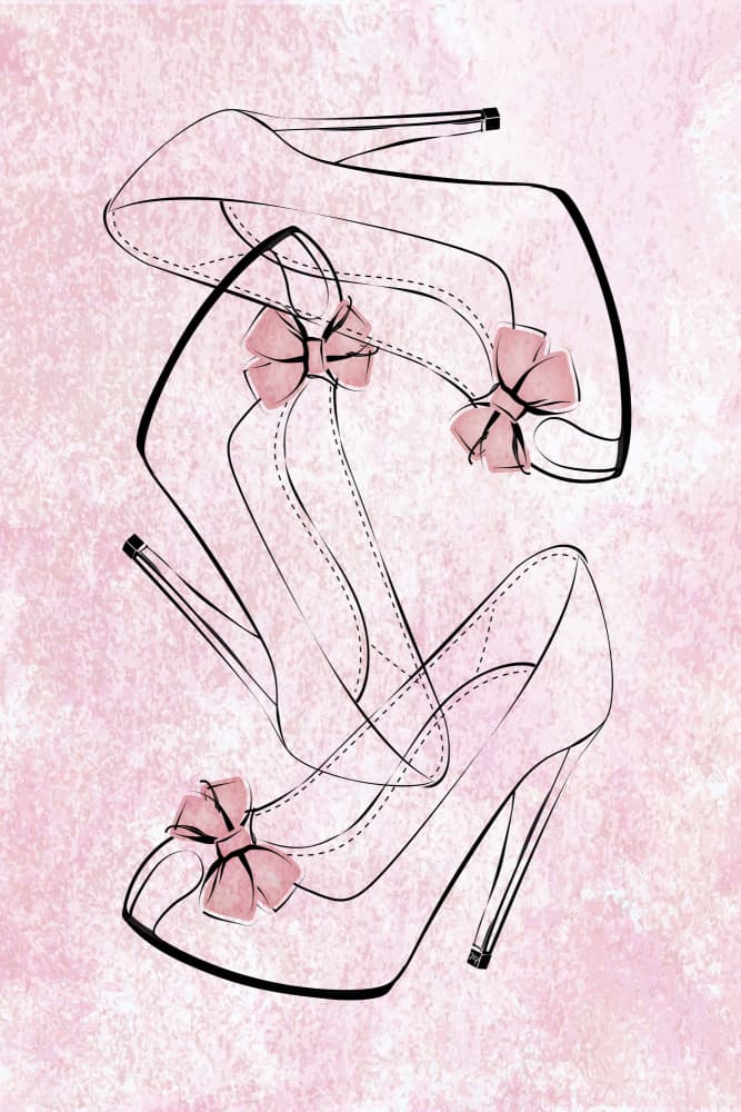 Pink Bow Pumps by Martina — canvas wall art