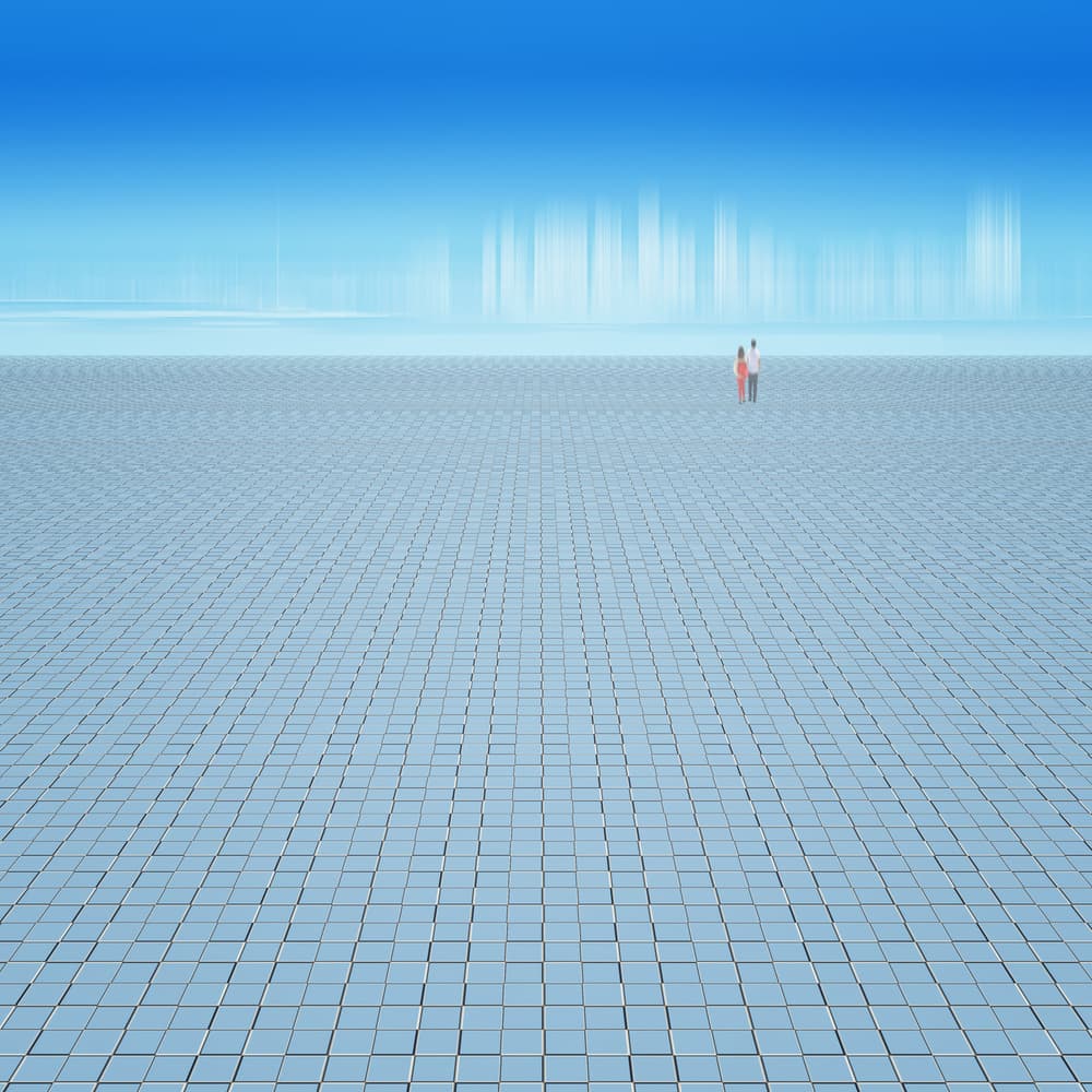 Couple On Blue Horizon by Richard Adams — canvas wall art
