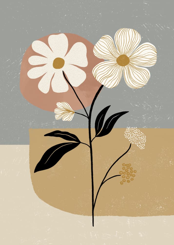 Earthy Abstract Flowers by Katarzyna Gąsiorowska — canvas wall art