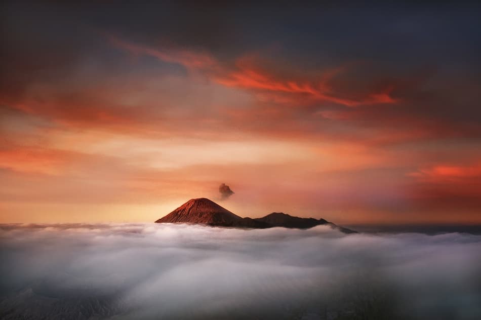 Volcano Above Golden Clouds by Ismail raja sulbar — canvas wall art