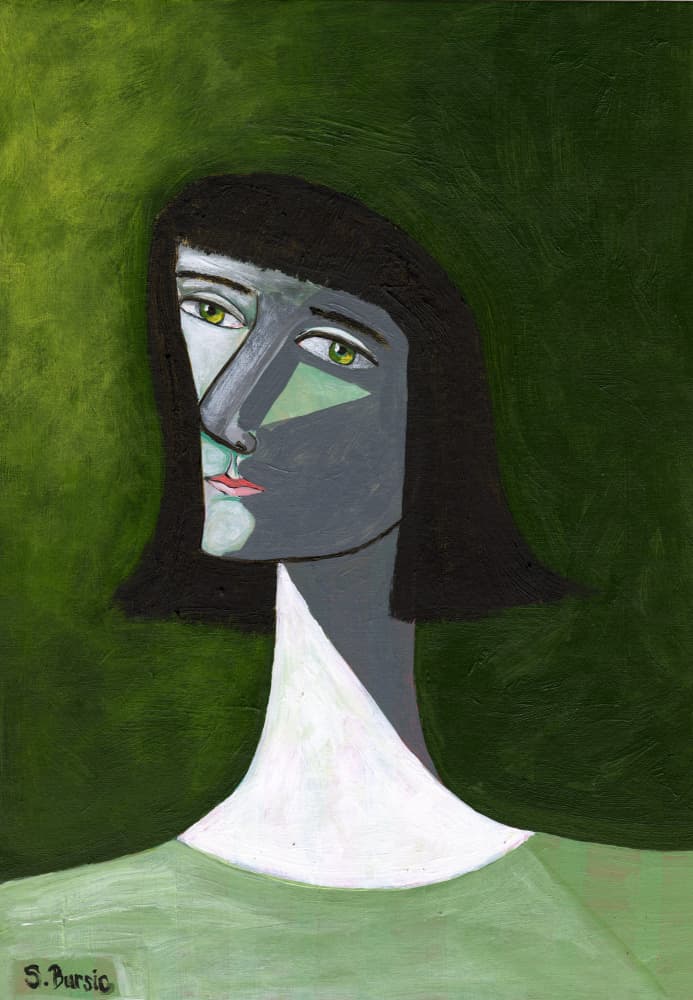 Enigmatic Green Woman by Sharyn Bursic — canvas wall art