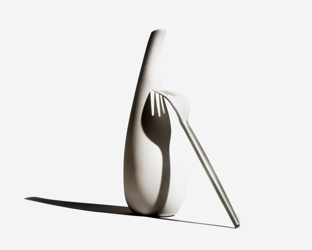 Fork and Vase Shadow Play by Ulrike Leinemann — canvas wall art