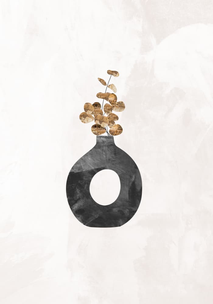 Black Vase Golden Foliage by Sarah Manovski — canvas wall art