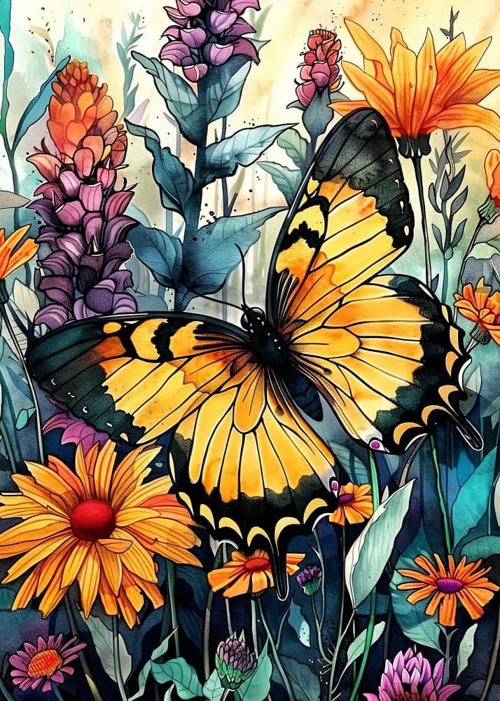 Butterfly watercolor animal art 3 by Justyna Jaszke — canvas wall art
