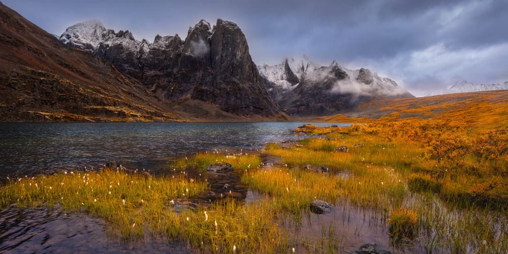 Autumn Mountain Lake by Jennie Jiang — canvas wall art
