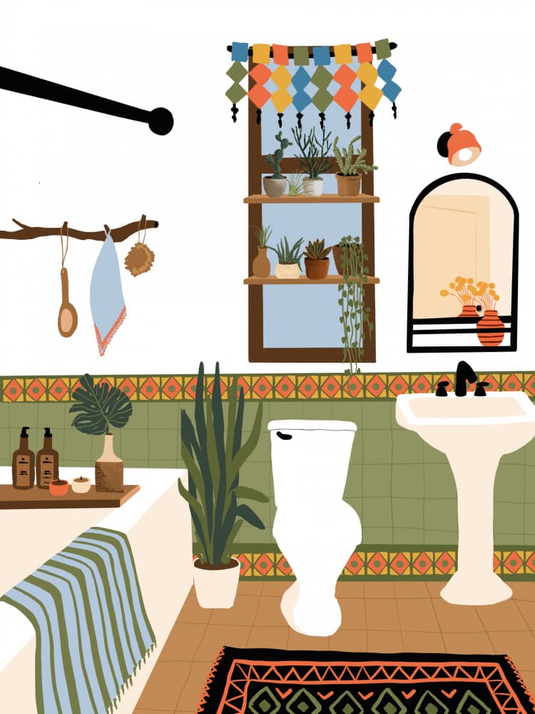 Lush Bathroom Oasis by Ceyda Alasar — canvas wall art