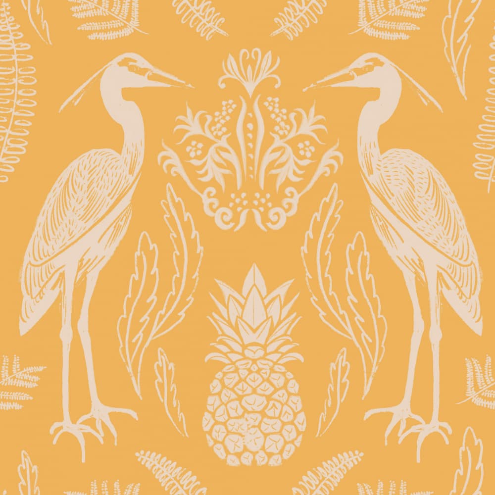 Tropical Heron Botanical Pattern by Charlotte Trudgett — canvas wall art