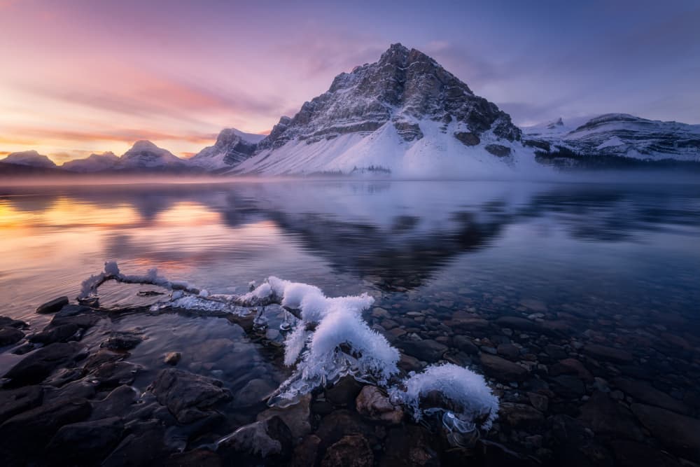 Serene Mountain Lake Sunrise by Yongnan Li (李永男) — canvas wall art
