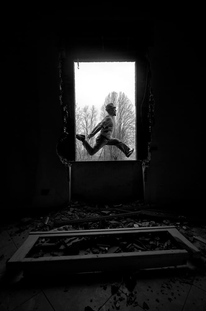 Leaping Man Window by Carlo Ferrara — canvas wall art