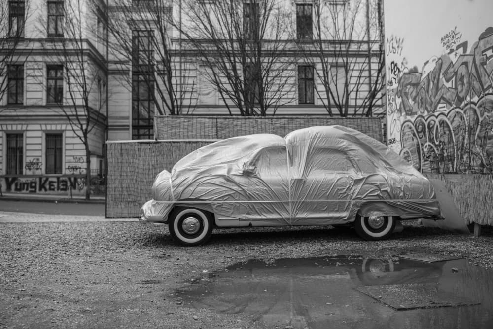 Wrapped Vintage Car by Kostas Valaris — canvas wall art